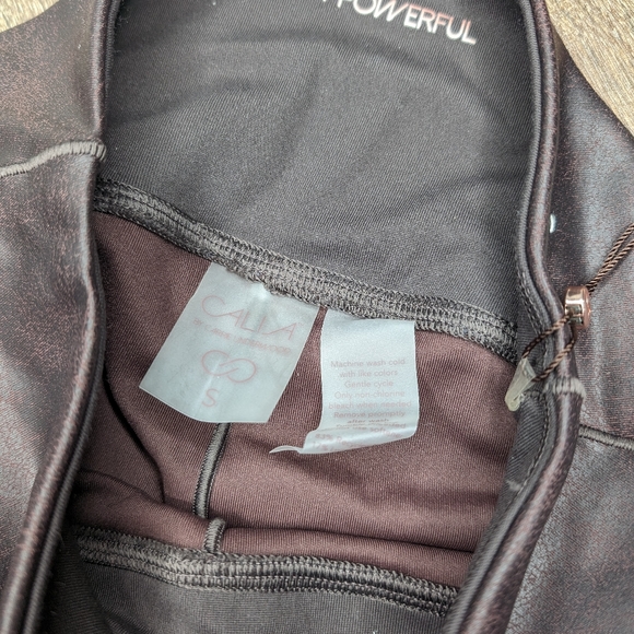 Calia Brown Power Sculpt Faux leather leggings NWT Size Small Carrie Underwood - Picture 3 of 7